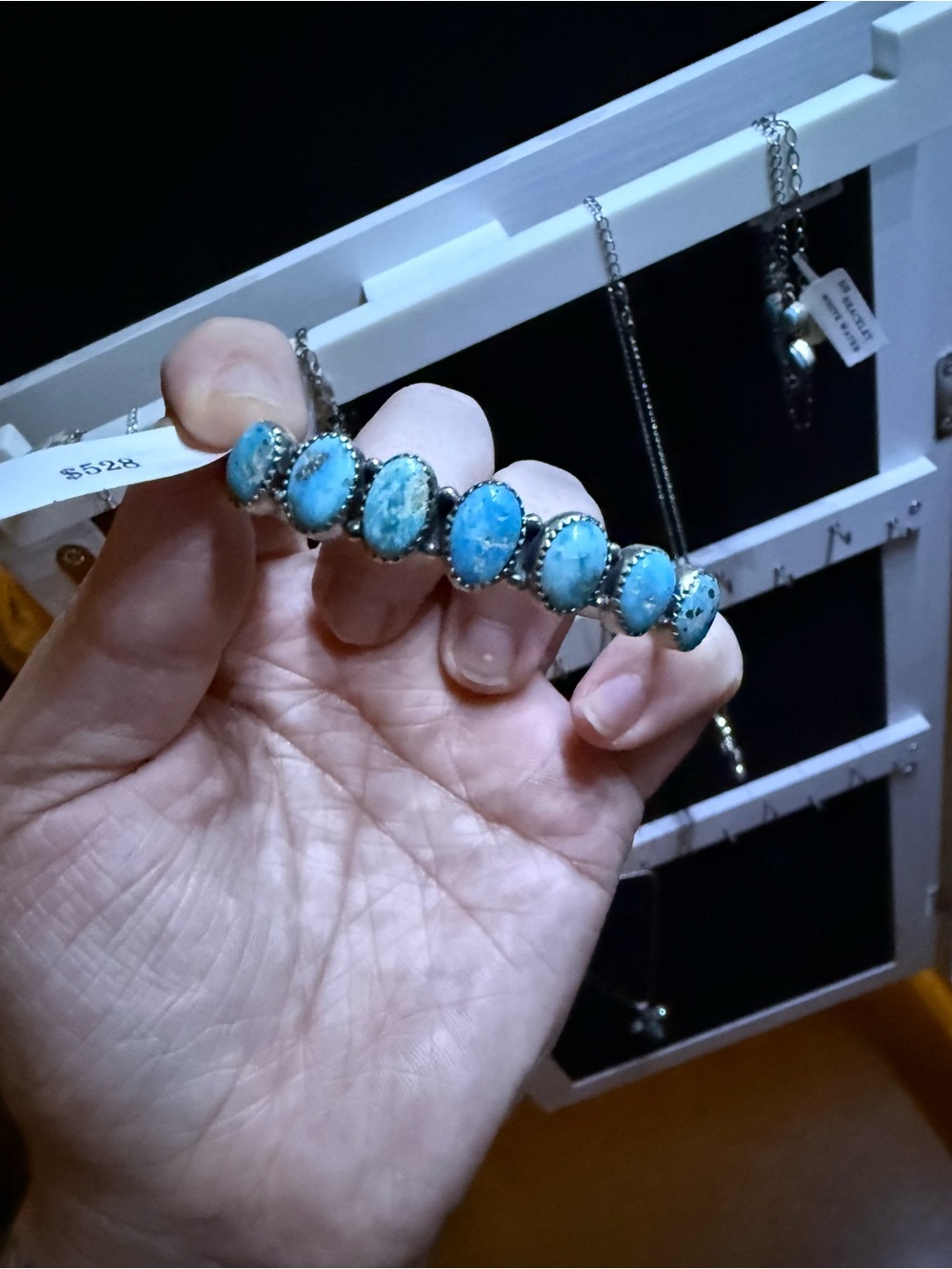 Turquoise Bead Stretch Bracelet - Blue